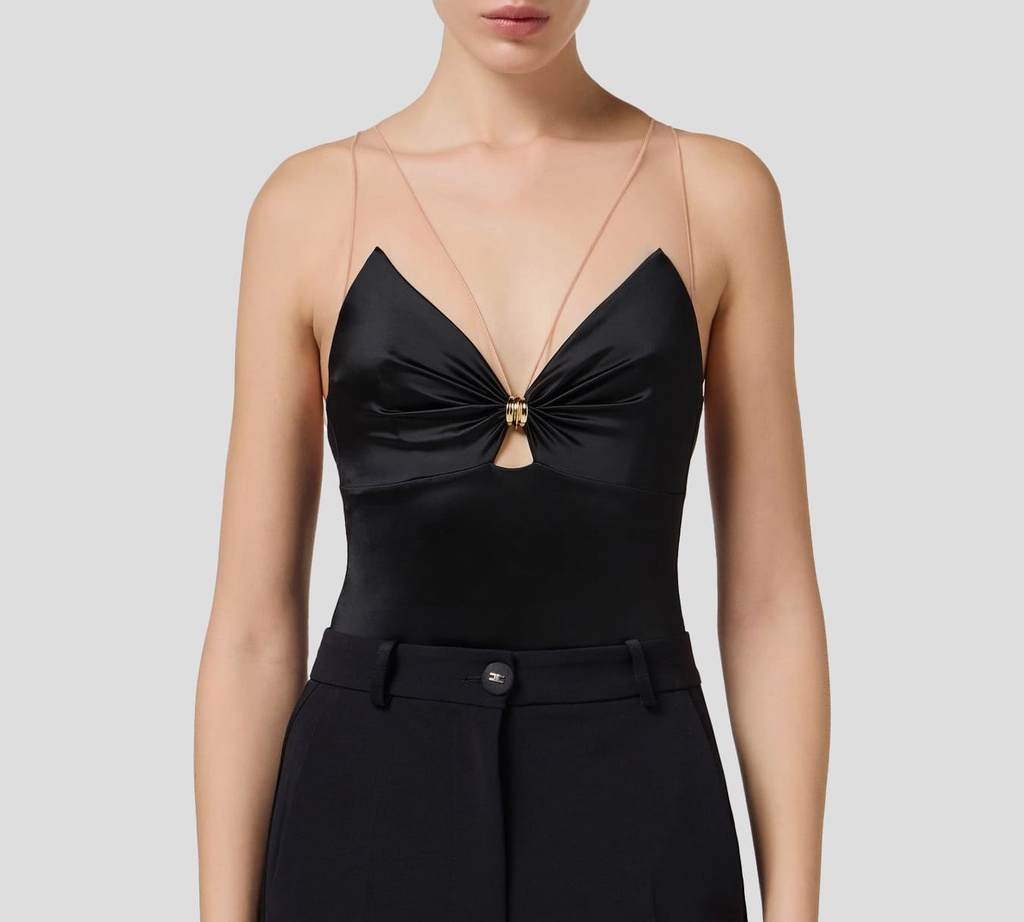 Elisabetta Franchi - BODY DE LYCRA CON TIRAS EN TUL