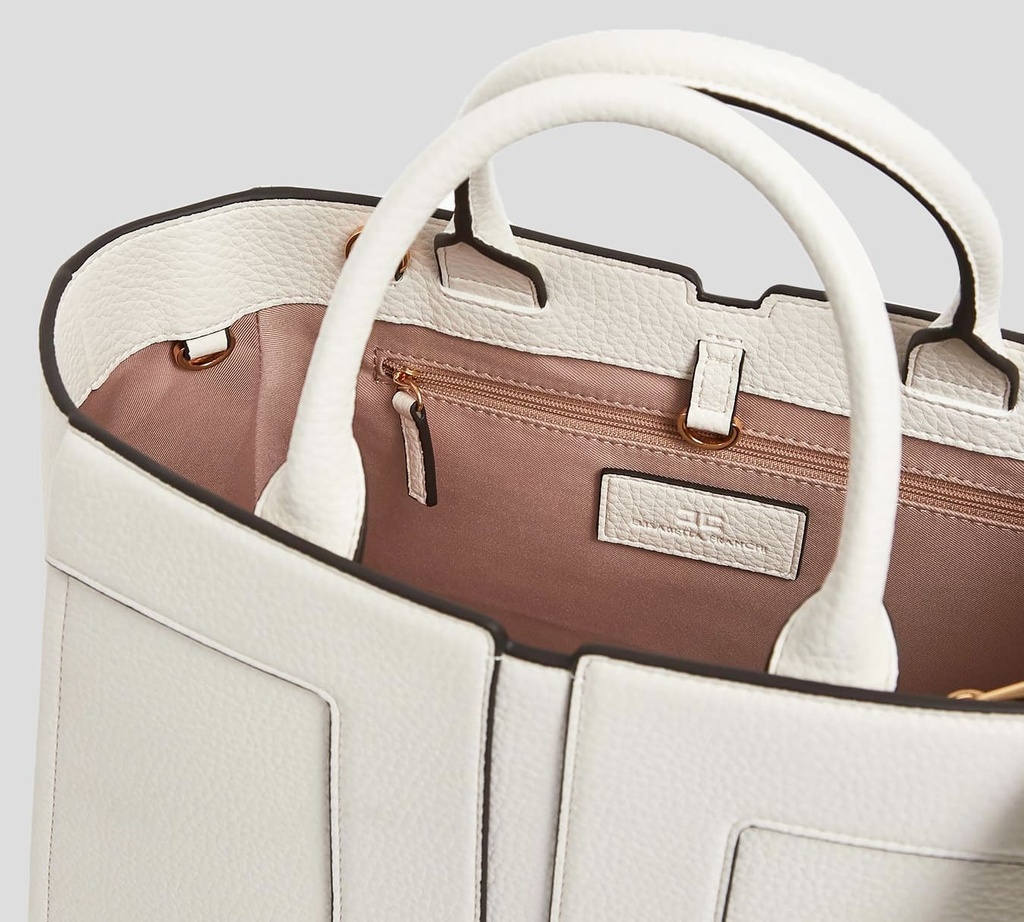 Elisabetta Franchi - CARTERA BLANCO HUESO CON BORDES MARRONES