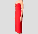 Elisabetta Franchi - VESTIDO ROJO CON BROCHE EN EL PECHO