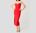 Elisabetta Franchi - VESTIDO ROJO CON BROCHE EN EL PECHO