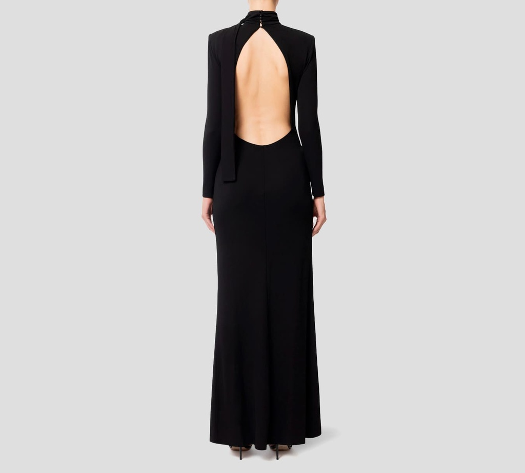 Elisabetta Franchi - VESTIDO NEGRO CON BROCHE DORADO Y BRILLANTE