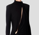 Elisabetta Franchi - VESTIDO NEGRO CON BROCHE DORADO Y BRILLANTE