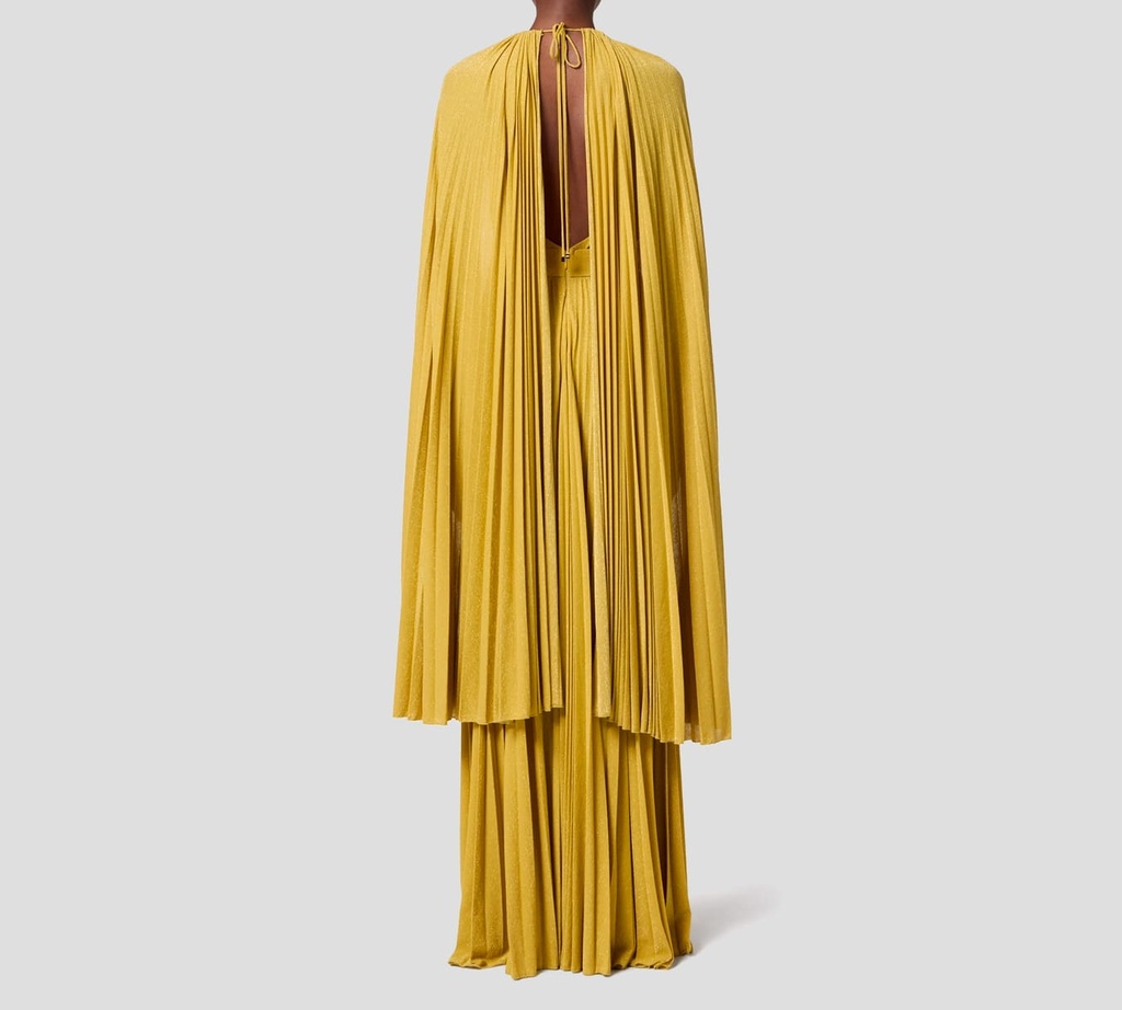 Elisabetta Franchi - VESTIDO VERDE CON LAZO Y BROCHE DORADO