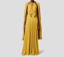 Elisabetta Franchi - VESTIDO VERDE CON LAZO Y BROCHE DORADO