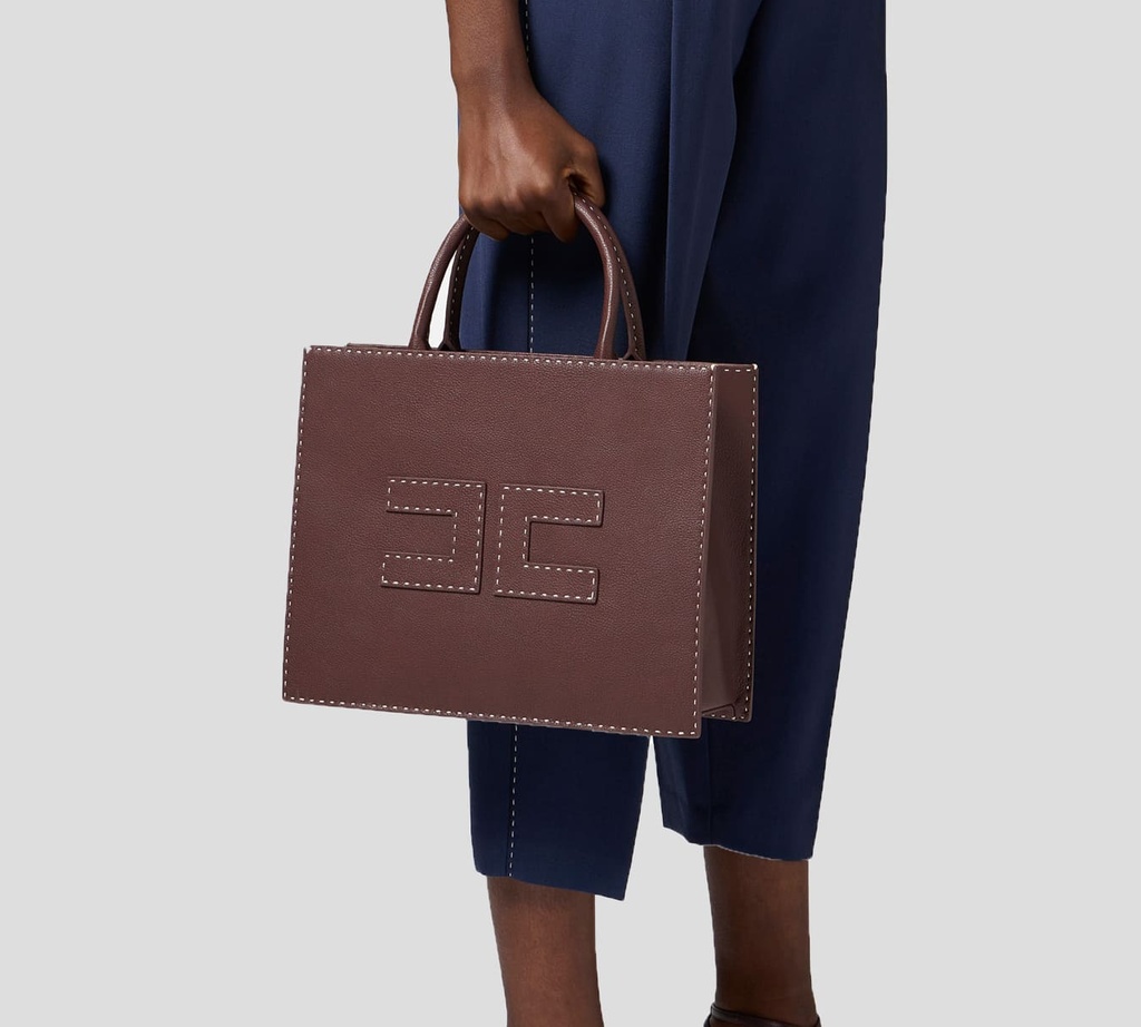Elisabetta Franchi - CARTERA MEDIANA CON TIRA REMOVIBLE Y COSTURAS CONTRASTANTES