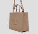 Elisabetta Franchi - CARTERA MARRON CLARO CON COSTURA BLANCA