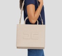 Elisabetta Franchi - CARTERA MARRON CLARO CON COSTURA BLANCA