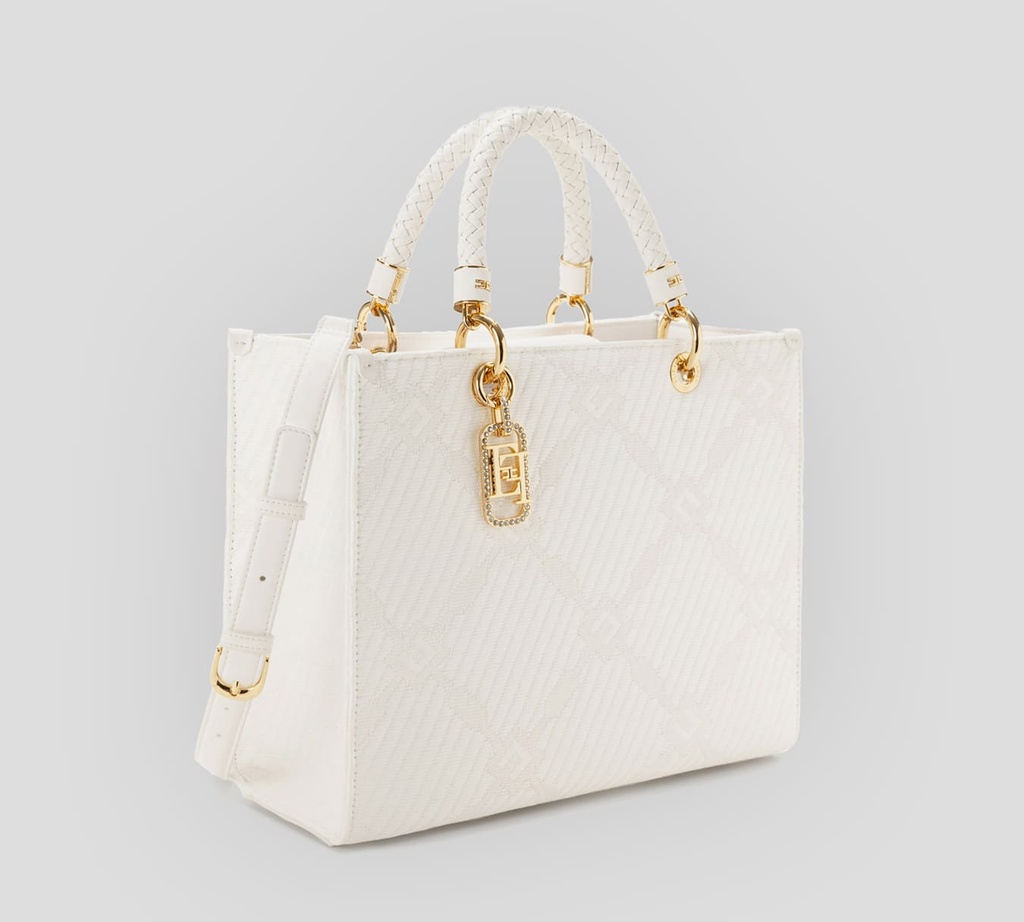 Elisabetta Franchi - CARTERA BLANCA TEXTURIZADA