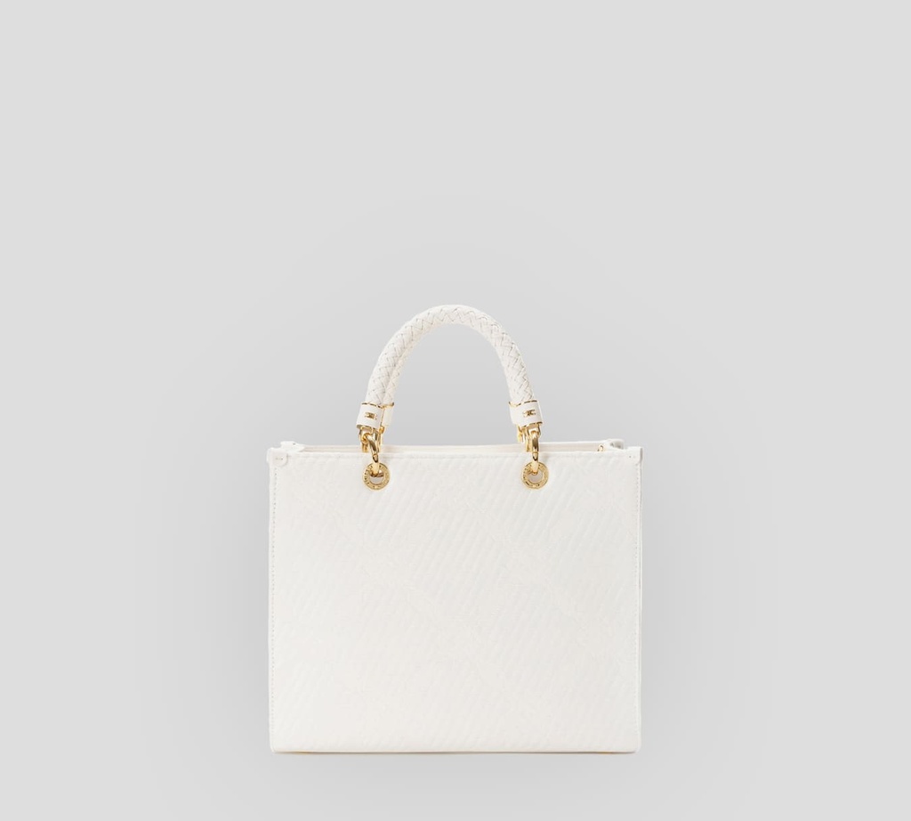 Elisabetta Franchi - CARTERA BLANCA PEQUEÑA TEXTURIZADA