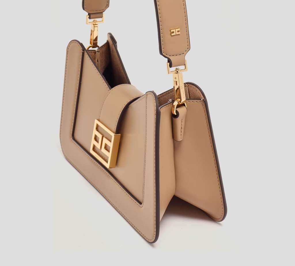Elisabetta Franchi - CARTERA MARRON CLARO CON CORREA