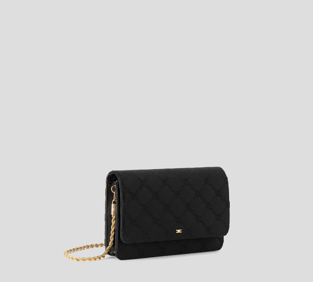 Elisabetta Franchi - CARTERA BANDOLERO DE RASO CON PATRÓN BORDADO