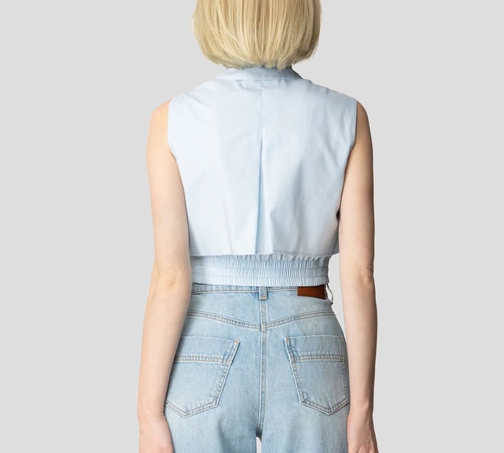 Elisabetta Franchi - BLUSA AZUL CLARO MANGA LARGA