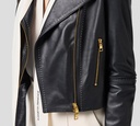 Elisabetta Franchi - CHAQUETA DE CUERO NEGRO CON COSTURAS EN BLANCO