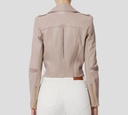 Elisabetta Franchi - CHAQUETA DE CUERO BIKER CON COSTURAS CONTRASTANTES