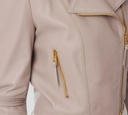 Elisabetta Franchi - CHAQUETA DE CUERO BIKER CON COSTURAS CONTRASTANTES