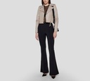 Elisabetta Franchi - CHAQUETA DE CUERO BIKER CON COSTURAS CONTRASTANTES