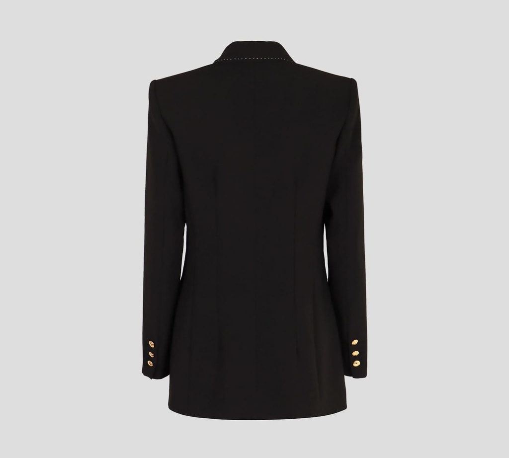 Elisabetta Franchi - BLAZER NEGRO CON COSTURA BLANCA EN SOLAPA