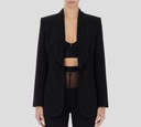 Elisabetta Franchi - BLAZER NEGRO CON COSTURA BLANCA EN SOLAPA