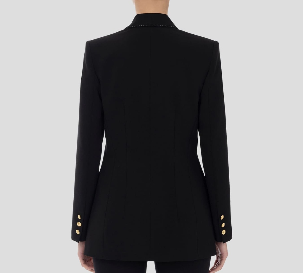 Elisabetta Franchi - BLAZER NEGRO CON COSTURA BLANCA EN SOLAPA