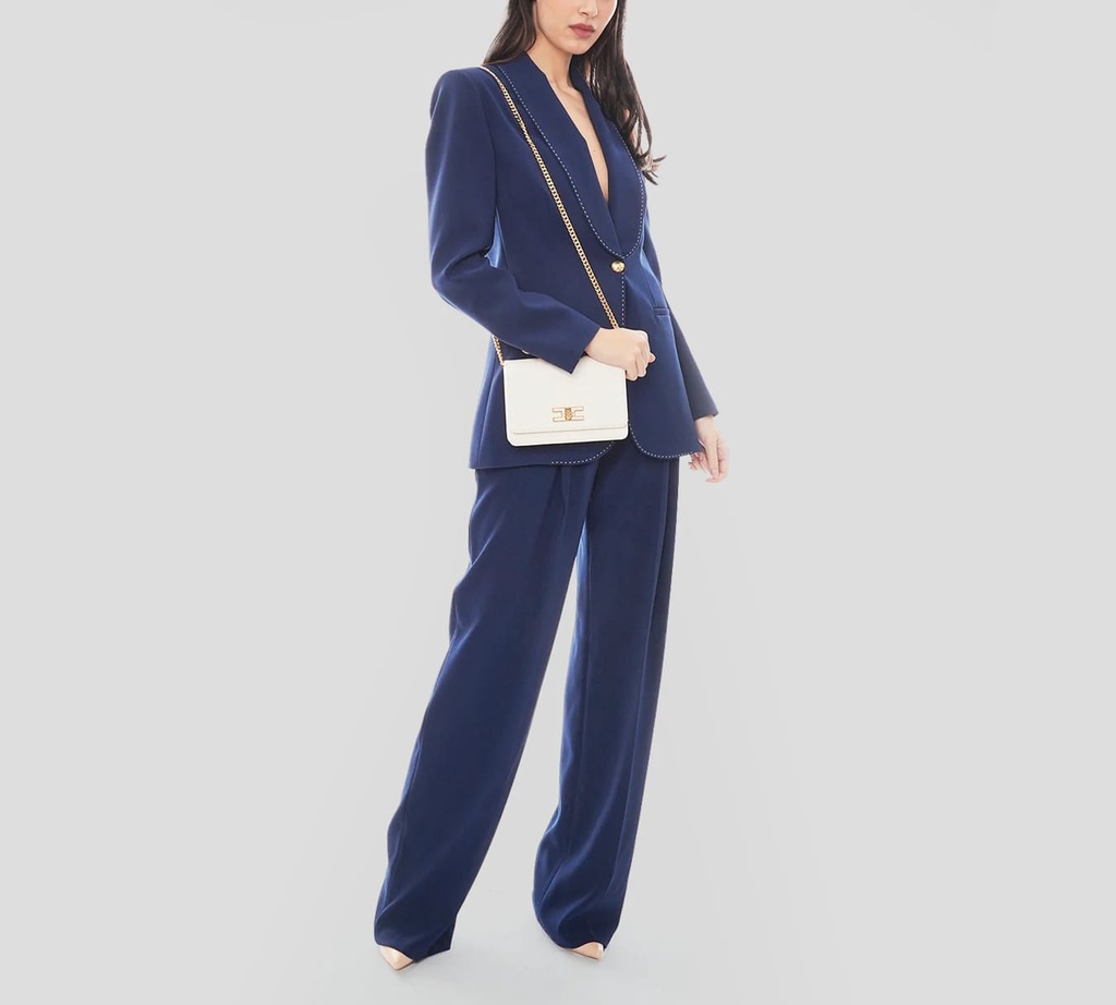 Elisabetta Franchi - BLAZER DE CREPÉ CON COSTURAS EN CONTRASTE