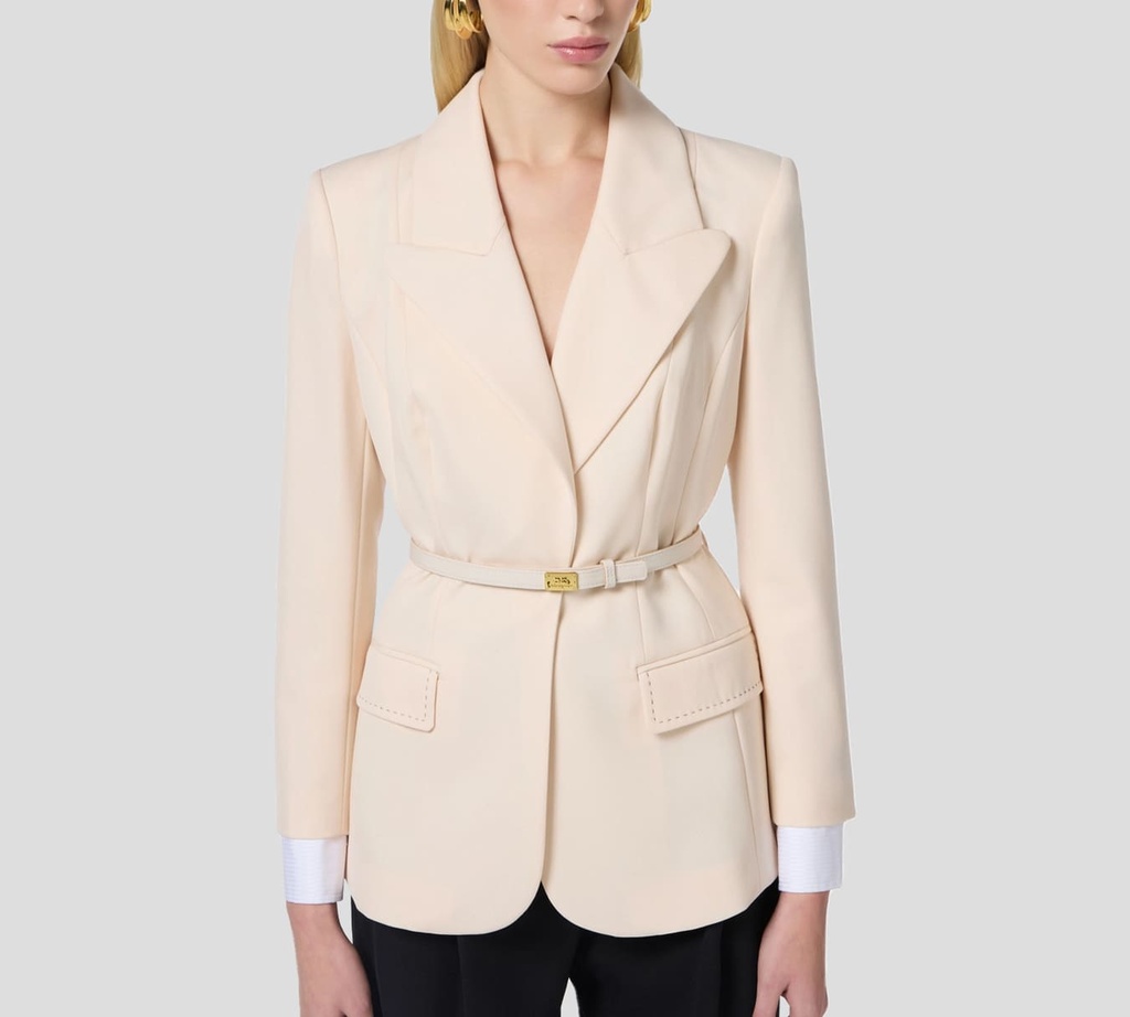 Elisabetta Franchi - BLAZER ROSADO CON COSTURA NEGRA EN BOLSILLOS