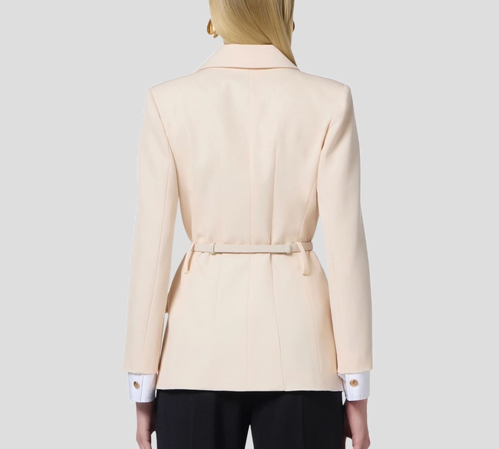 Elisabetta Franchi - BLAZER ROSADO CON COSTURA NEGRA EN BOLSILLOS