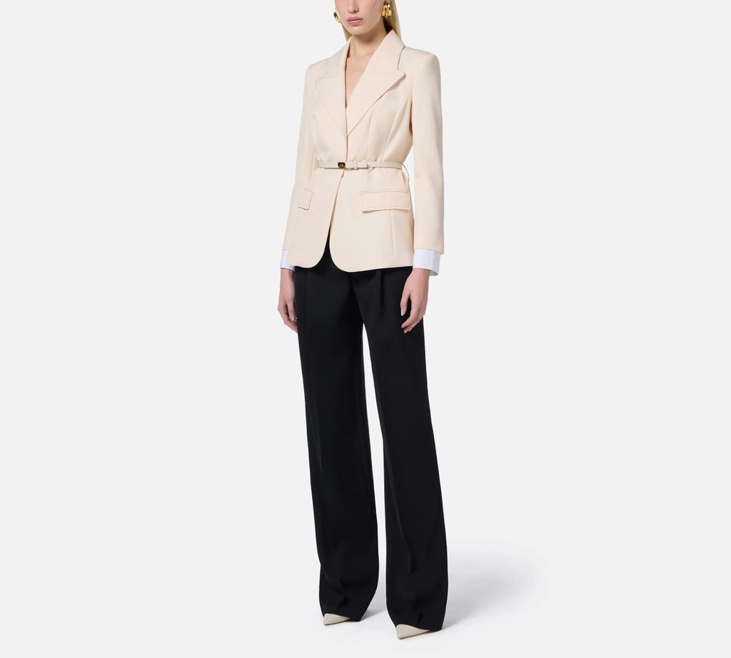 Elisabetta Franchi - BLAZER ROSADO CON COSTURA NEGRA EN BOLSILLOS