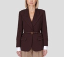 Elisabetta Franchi - BLAZER MARRON CON CONSTURA BLANCA EN LOS BOLSILLOS