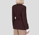 Elisabetta Franchi - BLAZER MARRON CON CONSTURA BLANCA EN LOS BOLSILLOS
