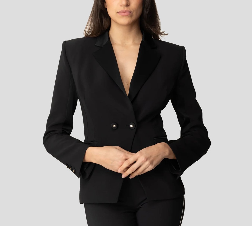 Elisabetta Franchi - BLAZER NEGRO CON SOLAPA BRILLANTE