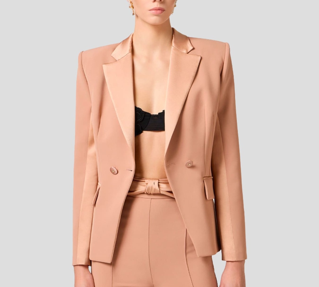Elisabetta Franchi - BLAZER CON SOLAPA SATINADA CERRADO A DOBLE BOTÓN