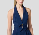 Elisabetta Franchi - CHALECO AZUL CON BOTONES DORADOS