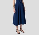 Elisabetta Franchi - FALDA AZUL CON COSTURAS BLANCAS