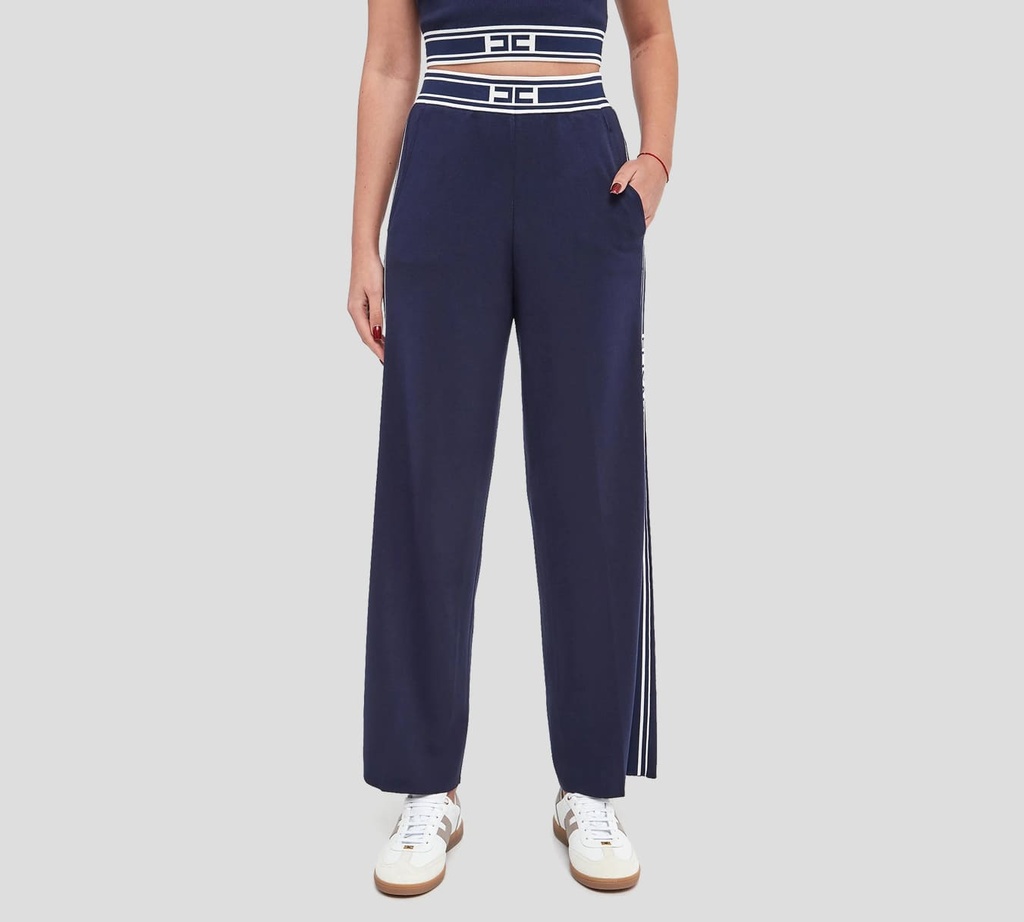 Elisabetta Franchi - MONO CON FRANJAS A LOS LATERALES EN CONTRASTE