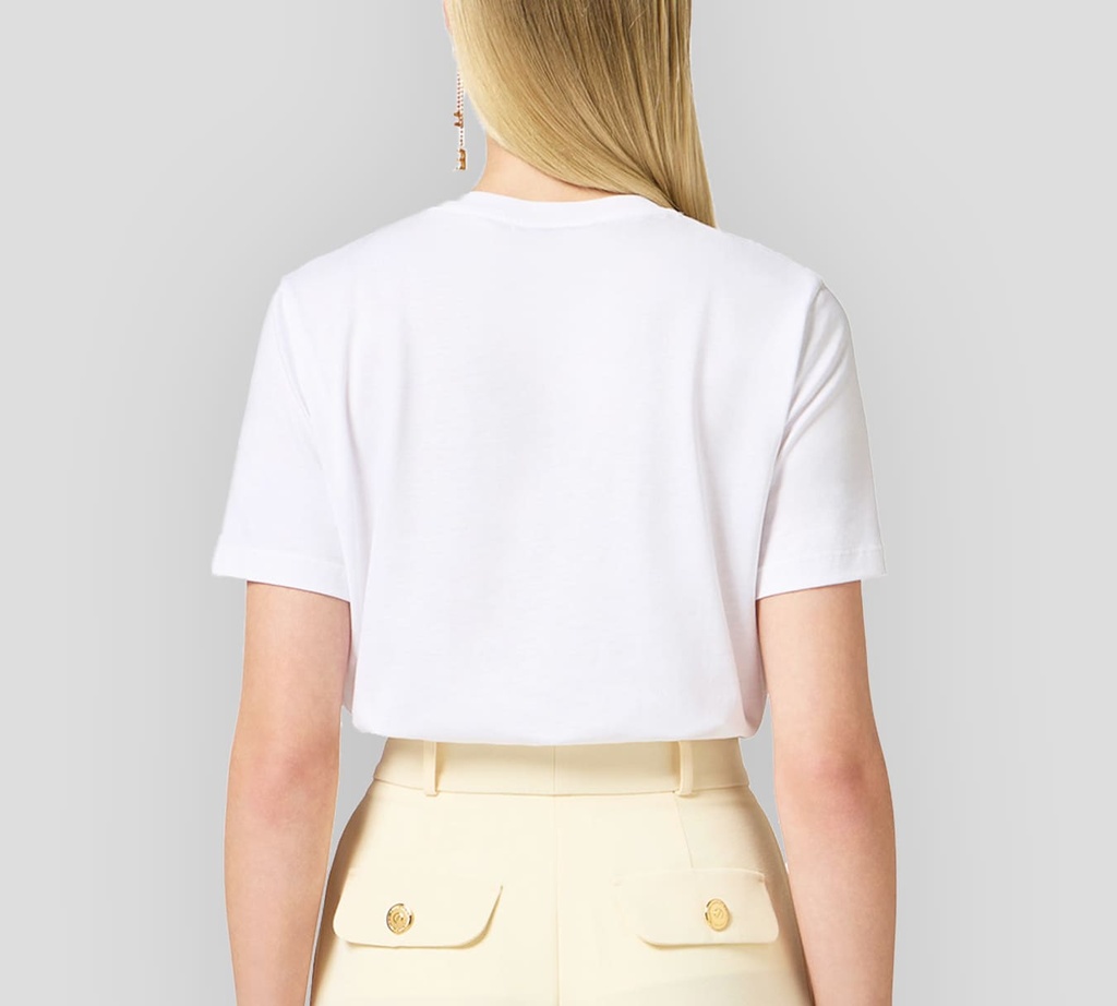 Elisabetta Franchi - FRANELA CUELLO REDONDO CON FLORES Y LOGO BORDADO