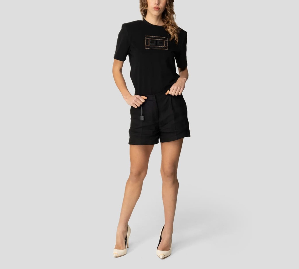 Elisabetta Franchi - FRANELA CUELLO REDONDO CON LOGO EN DETALLE DE PERFORADO