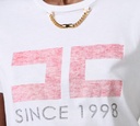 Elisabetta Franchi - FRANELA BLANCA CON CADENA Y LOGO EN ROJO