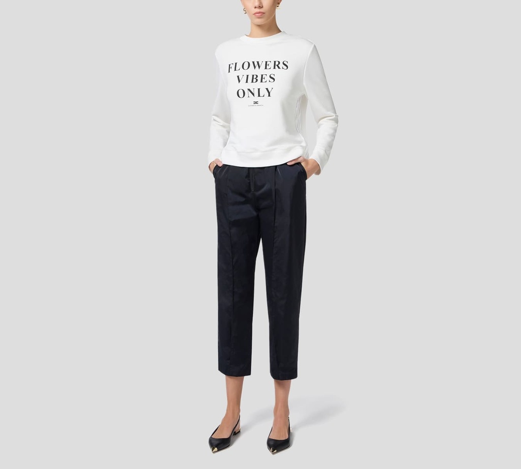 Elisabetta Franchi - SWEATER DE ALGODÓN MODAL CON ESTAMPADO FRONTAL