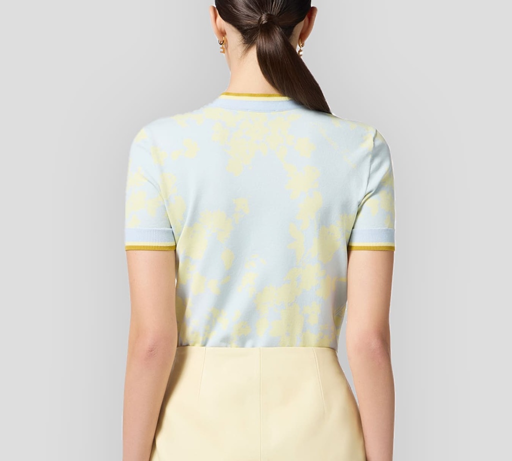Elisabetta Franchi - BLUSA AZUL CON VERDE Y BUFANDA