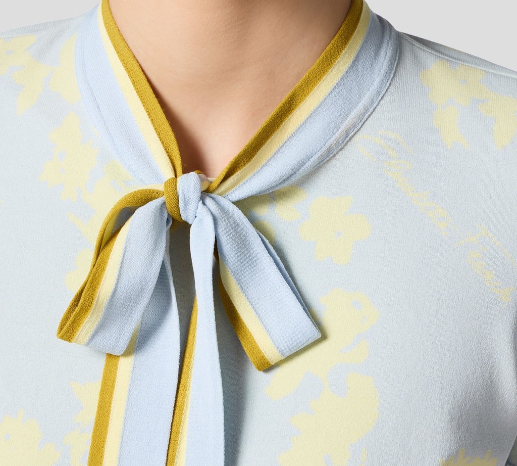 Elisabetta Franchi - BLUSA AZUL CON VERDE Y BUFANDA