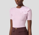 Elisabetta Franchi - BLUSA ROSADA CON FLOR EN EL CUELLO