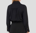 Elisabetta Franchi - BLUSA CORTA MANGA LARGA CON LOGO BORDADO