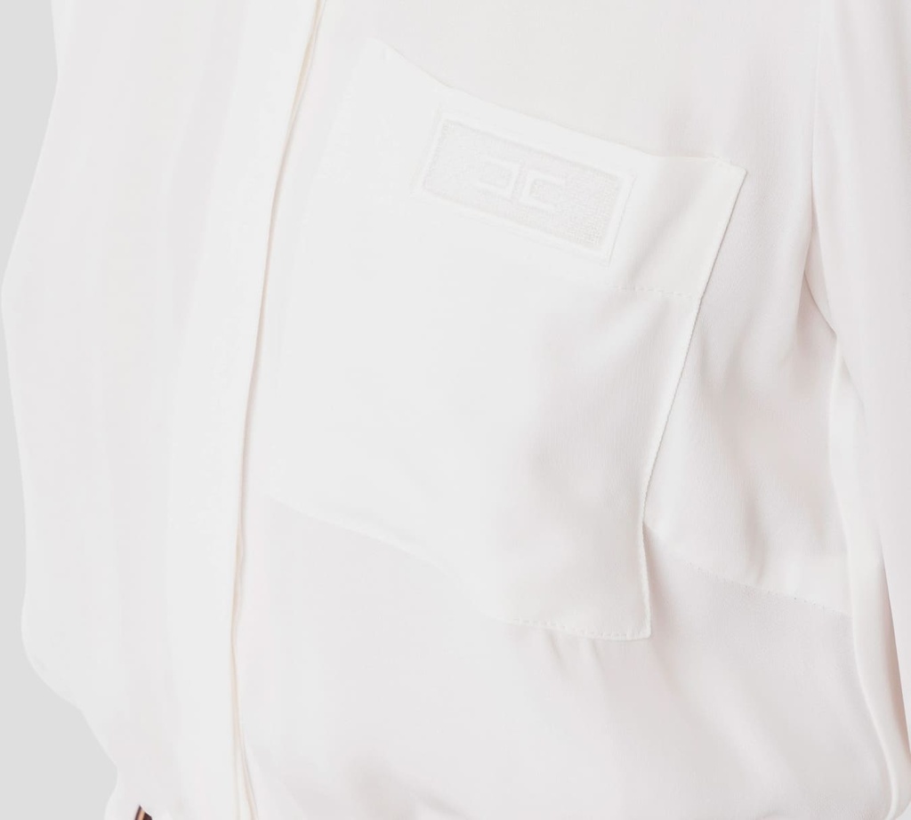 Elisabetta Franchi - BLUSA BLANCA MANGA LARGA