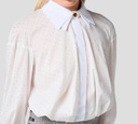 Elisabetta Franchi - TOP BLANCO MANGA LARGA CON BRILLANTES