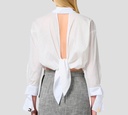 Elisabetta Franchi - TOP BLANCO MANGA LARGA CON BRILLANTES