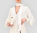 Elisabetta Franchi - BLUSA CON BUFANDA Y BORDES NEGROS