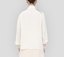 Elisabetta Franchi - BLUSA CON BUFANDA Y BORDES NEGROS