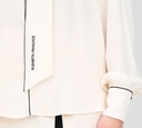 Elisabetta Franchi - BLUSA CON BUFANDA Y BORDES NEGROS