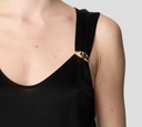 Elisabetta Franchi - BLUSA NEGRA CON PIN DORADO