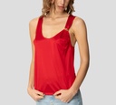 Elisabetta Franchi - BLUSA ROJA CON PIN DORADO